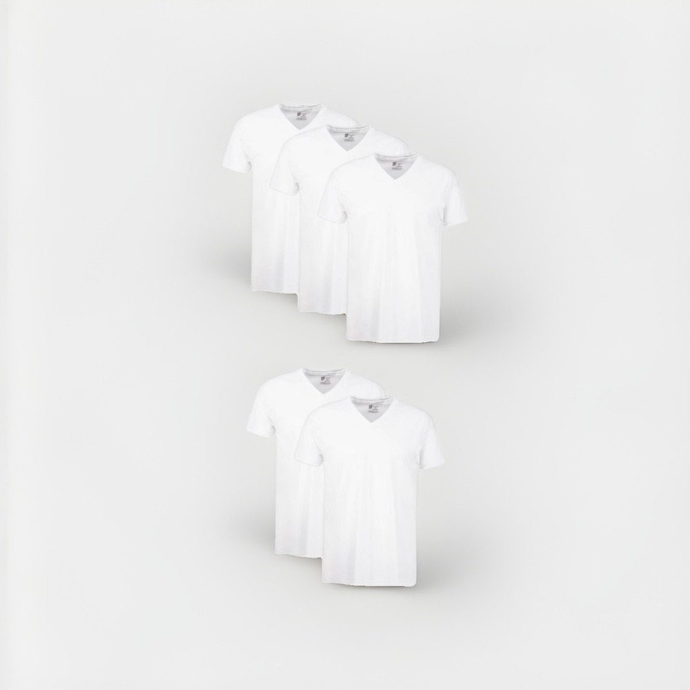 New 5 Pack Hanes White V-Neck T-Shirts Size Small